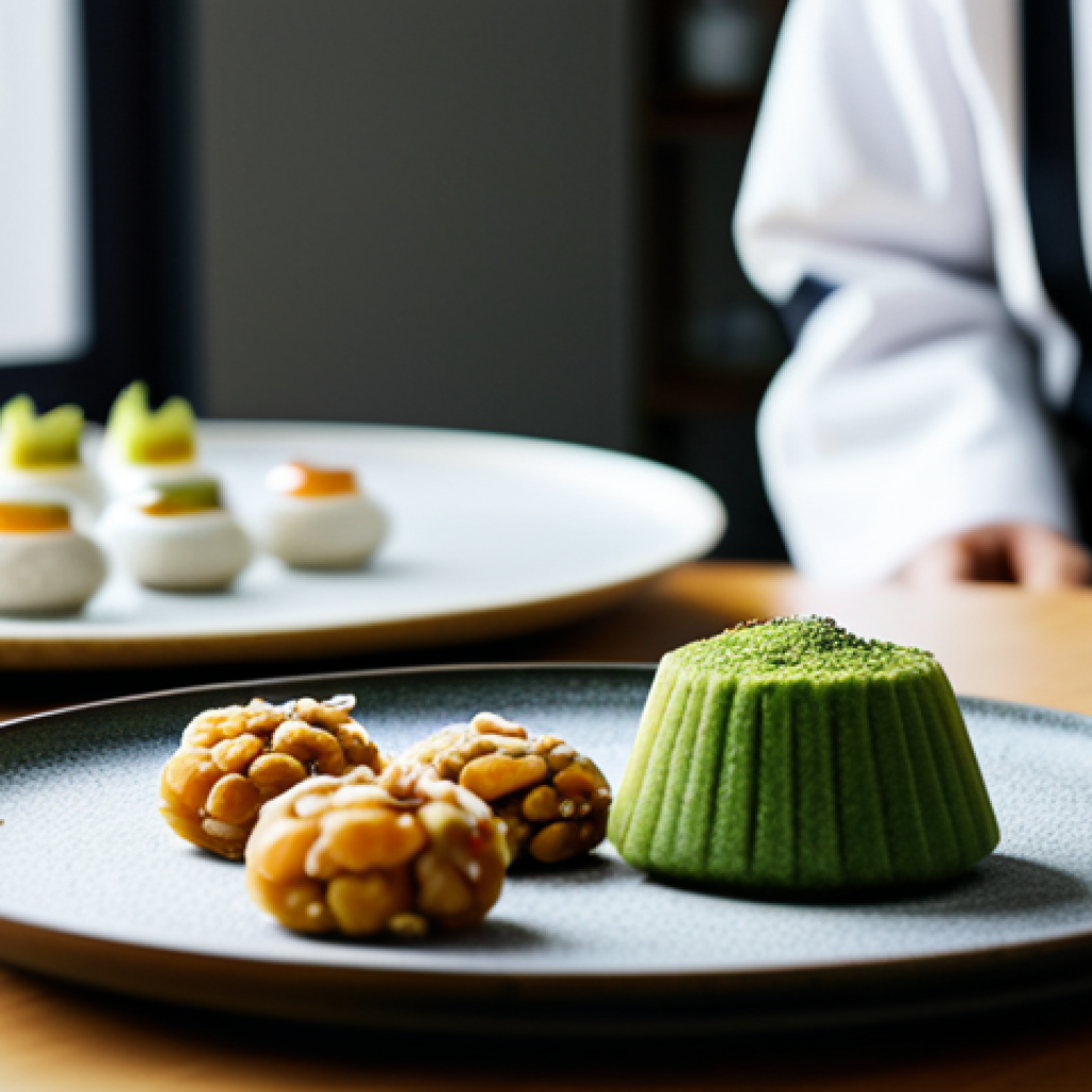 홈베이킹 한과 만들기 - **Prompt:** A beautifully arranged plate of Korean Han-gwa (traditional sweets) with modern twists: ...