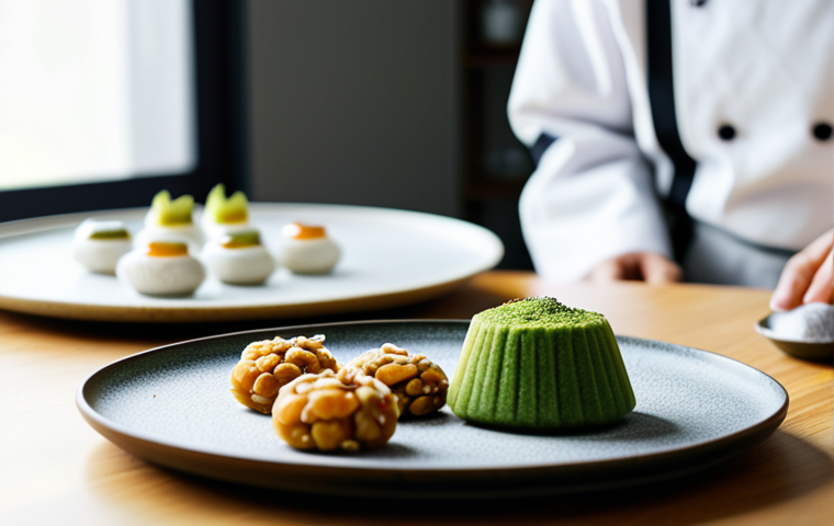 홈베이킹 한과 만들기 - **Prompt:** A beautifully arranged plate of Korean Han-gwa (traditional sweets) with modern twists: ...